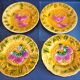 Dessert service of 12 barbotine plates, Sarreguemines, vintage
