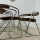 Set of 4 chrome tubular chairs Italian design from the 70s vintage fabric and metal