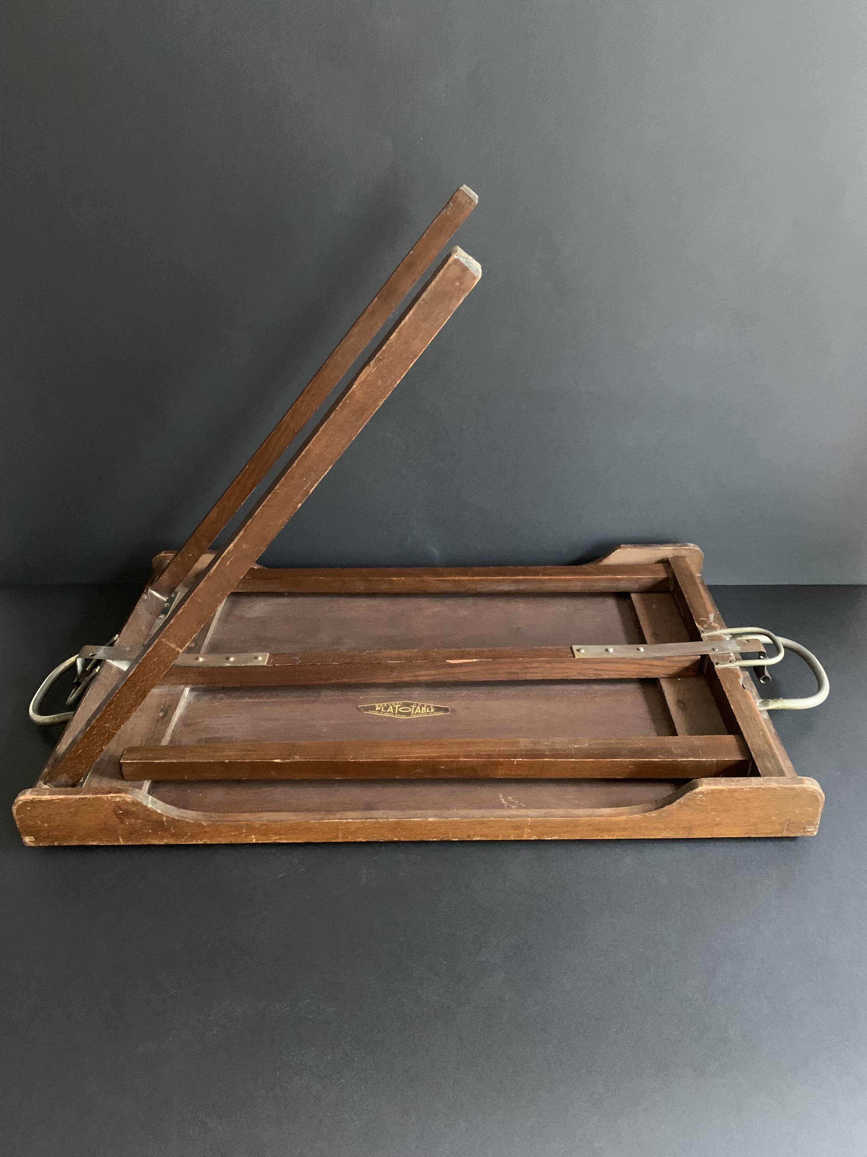 Folding table top in wood and tuya burl, 1930/40, brand "Platotable"