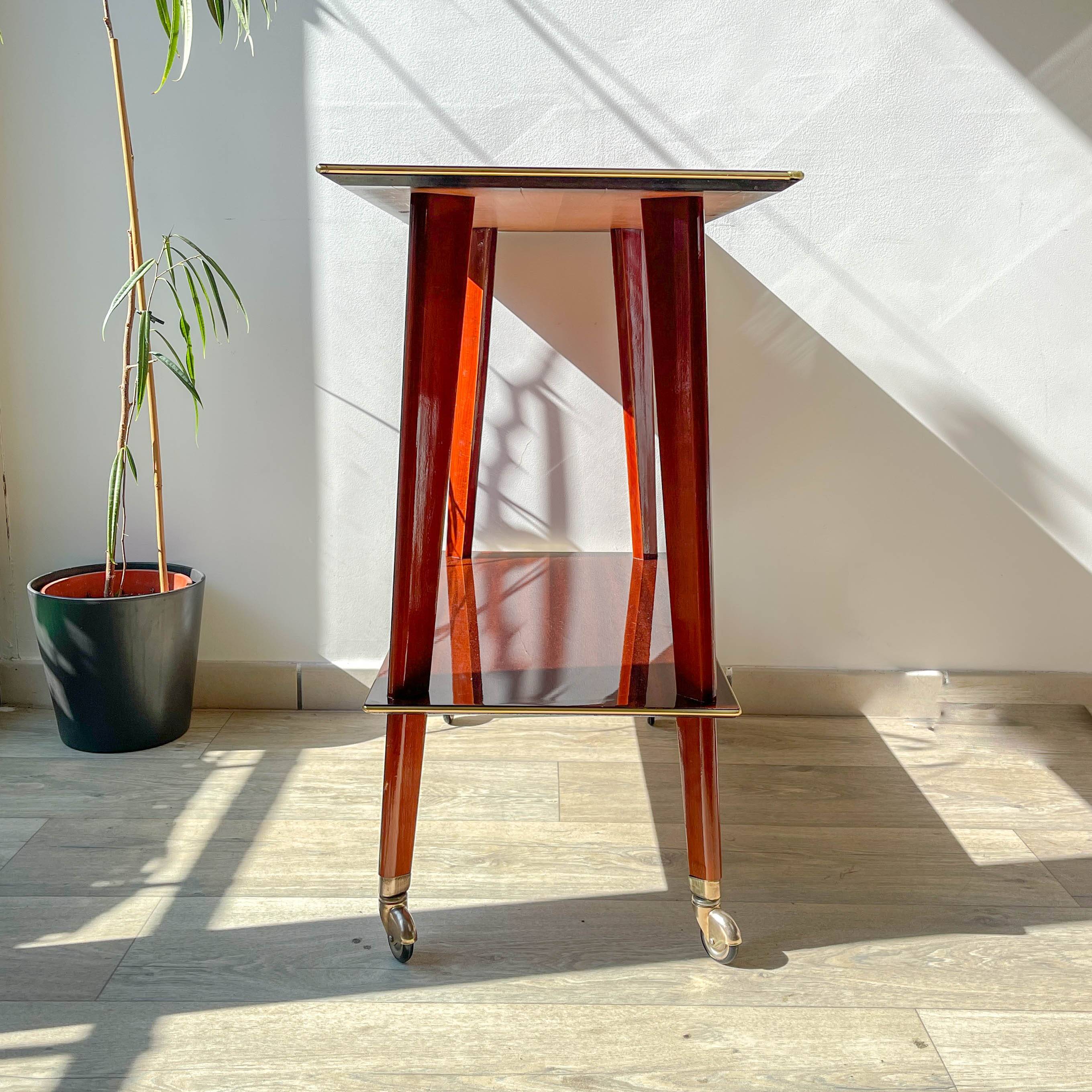 Vintage Formica trolley on wheels from the 1960s