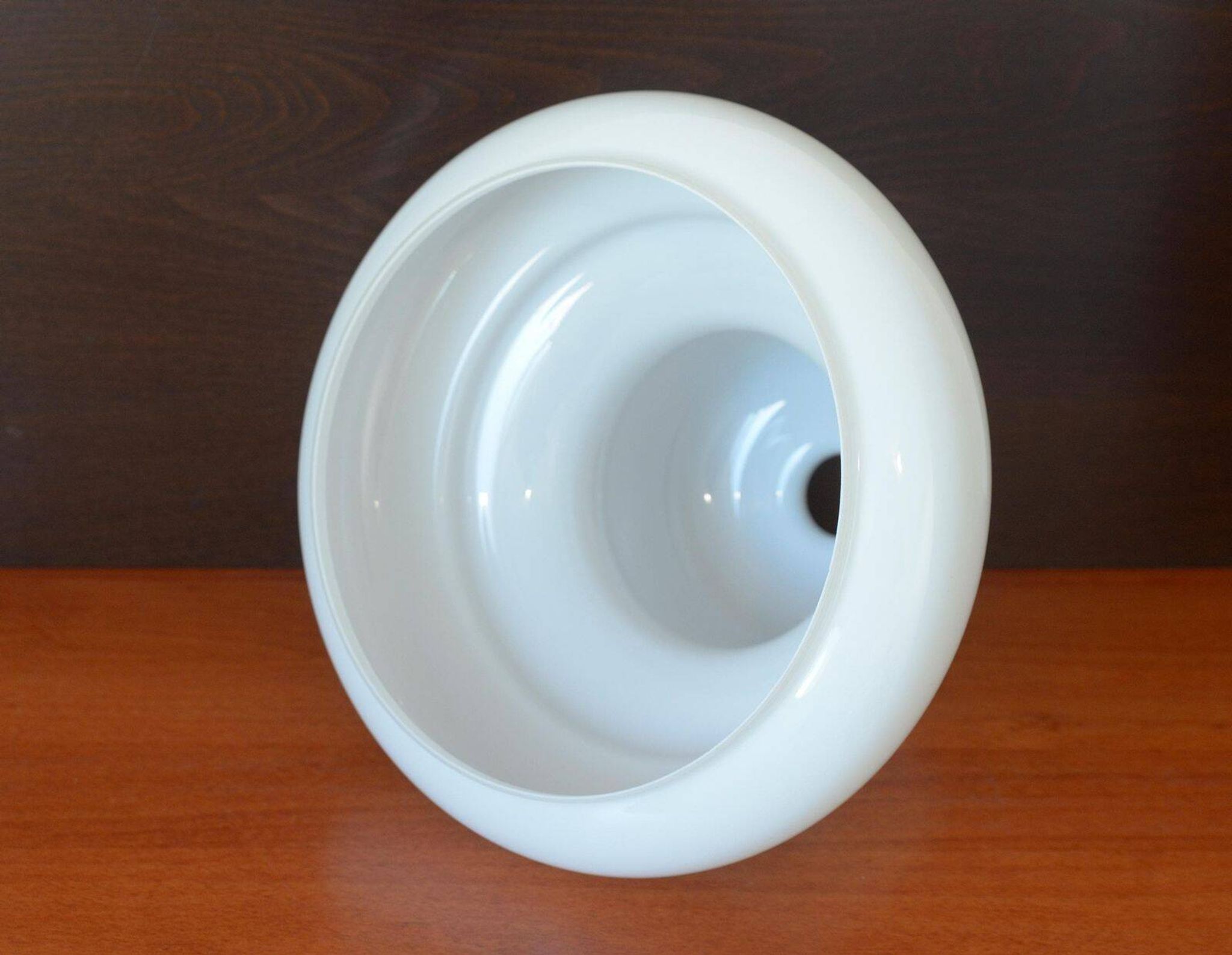 Vintage White Glass Pendant Shade, Large Glossy Glass Lampshade, 1970s–80s Yugoslavia, Diy Lighting