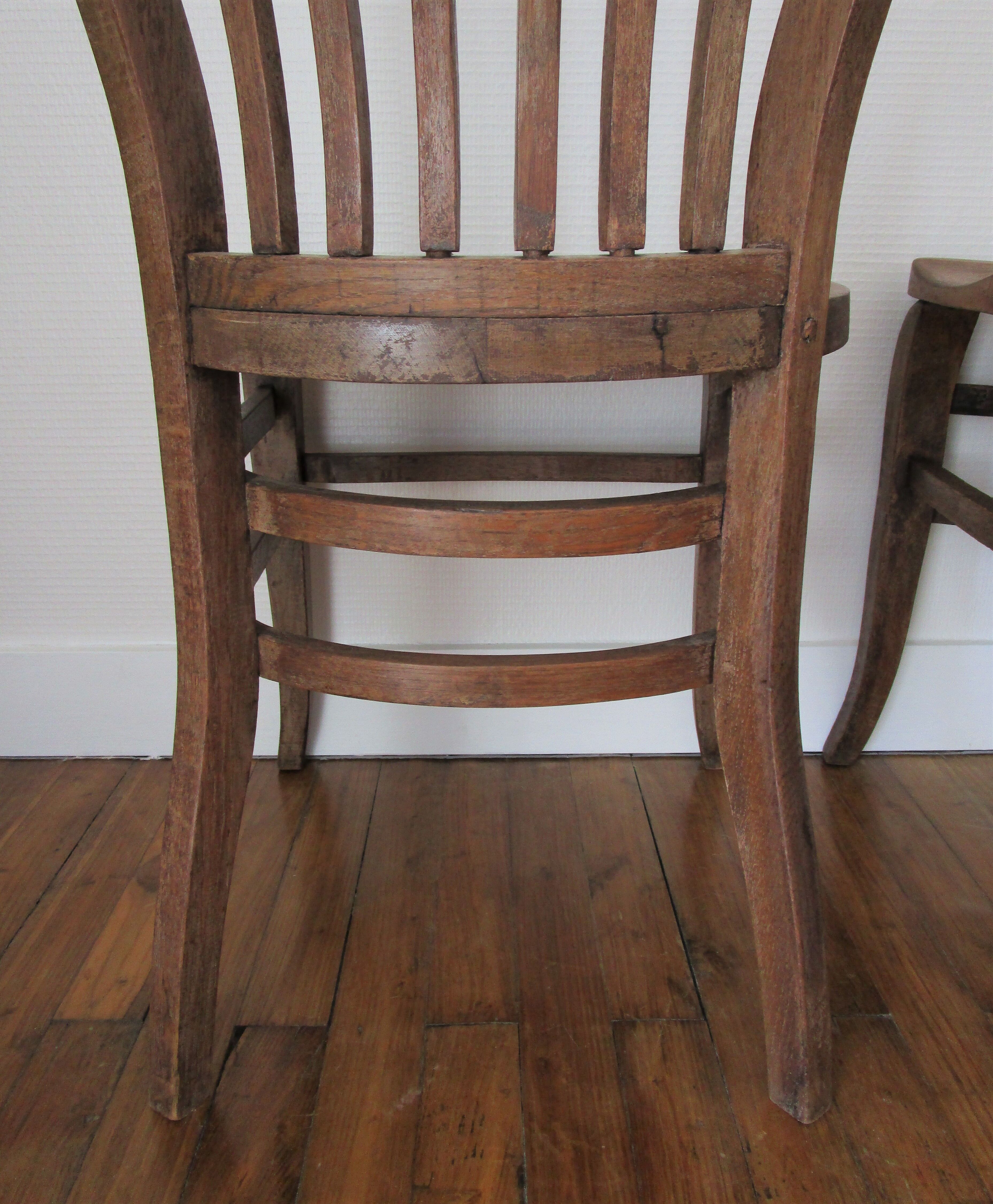 Two chairs solid oak patinated early twentieth century