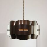 Vintage Italian Metal and Opaline Glass Pendant Lamp, 70s