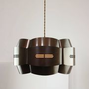 Vintage Italian Metal and Opaline Glass Pendant Lamp, 70s