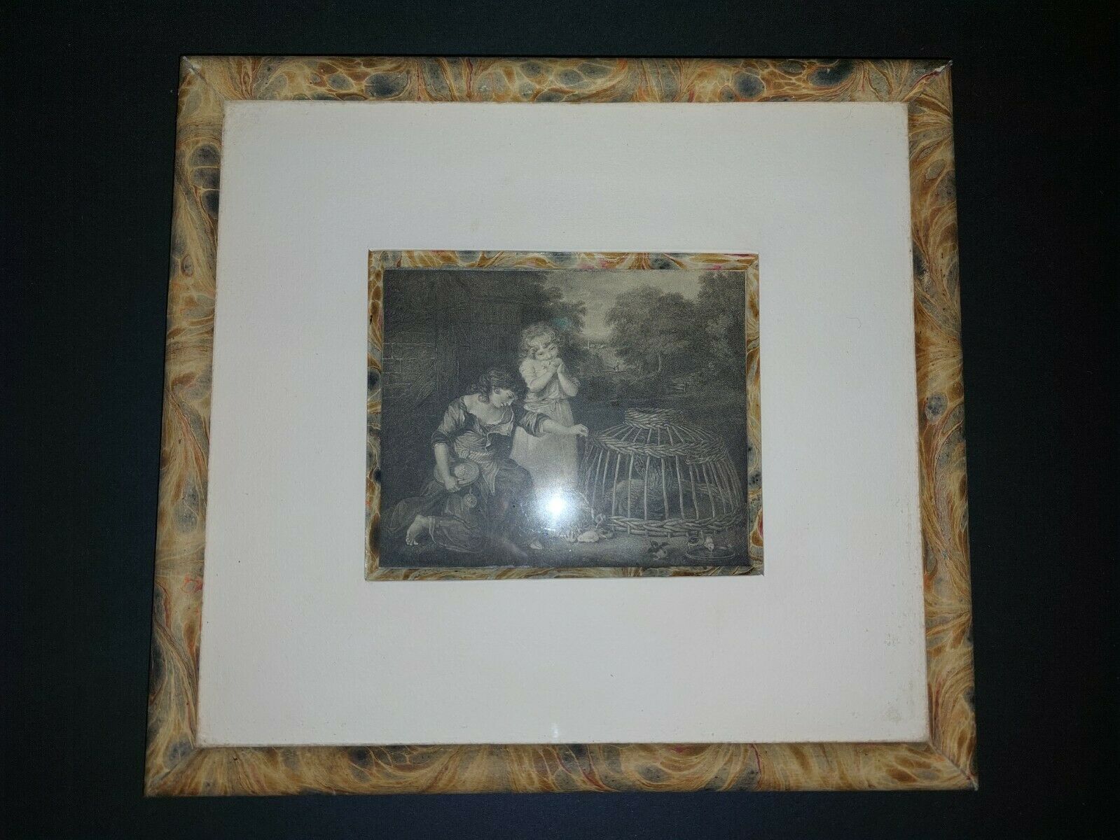 Gravure illustration enfants jouants