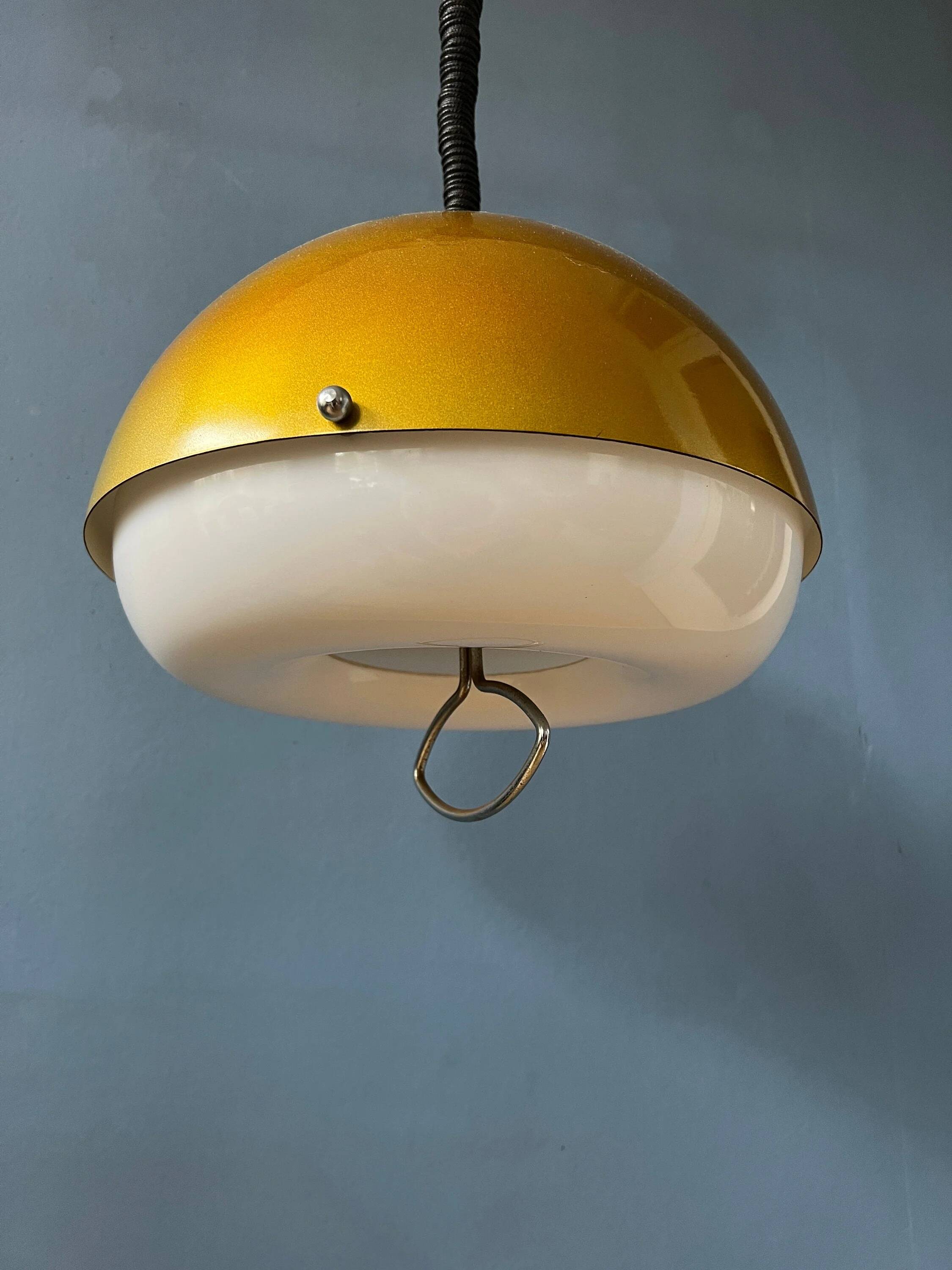 Mid-Century gold glitter suspension - Space Age pendant lamp - metallic moon light fixture