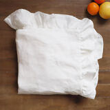 Nappe volantée en lin upcyclée blanche