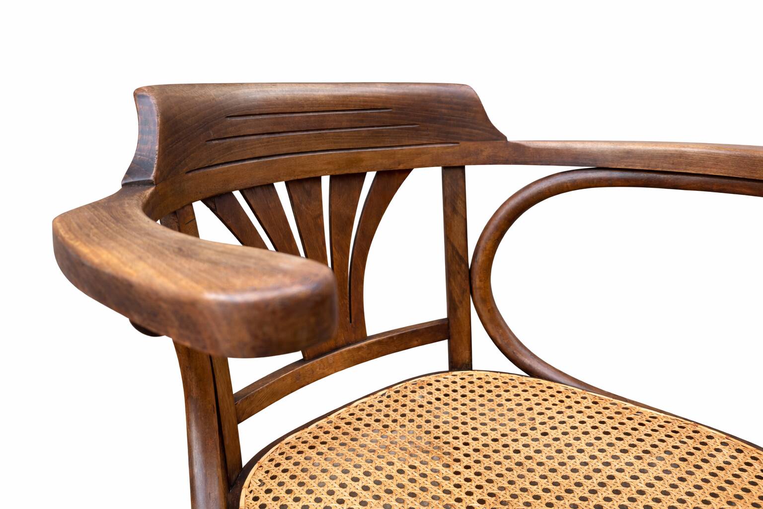 Rare american viennese style office armchair, bent wood, w baumann.