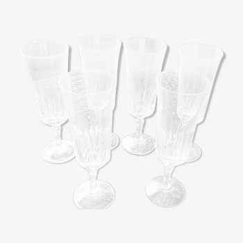 6 champagne flutes crystal Arques model St Germain