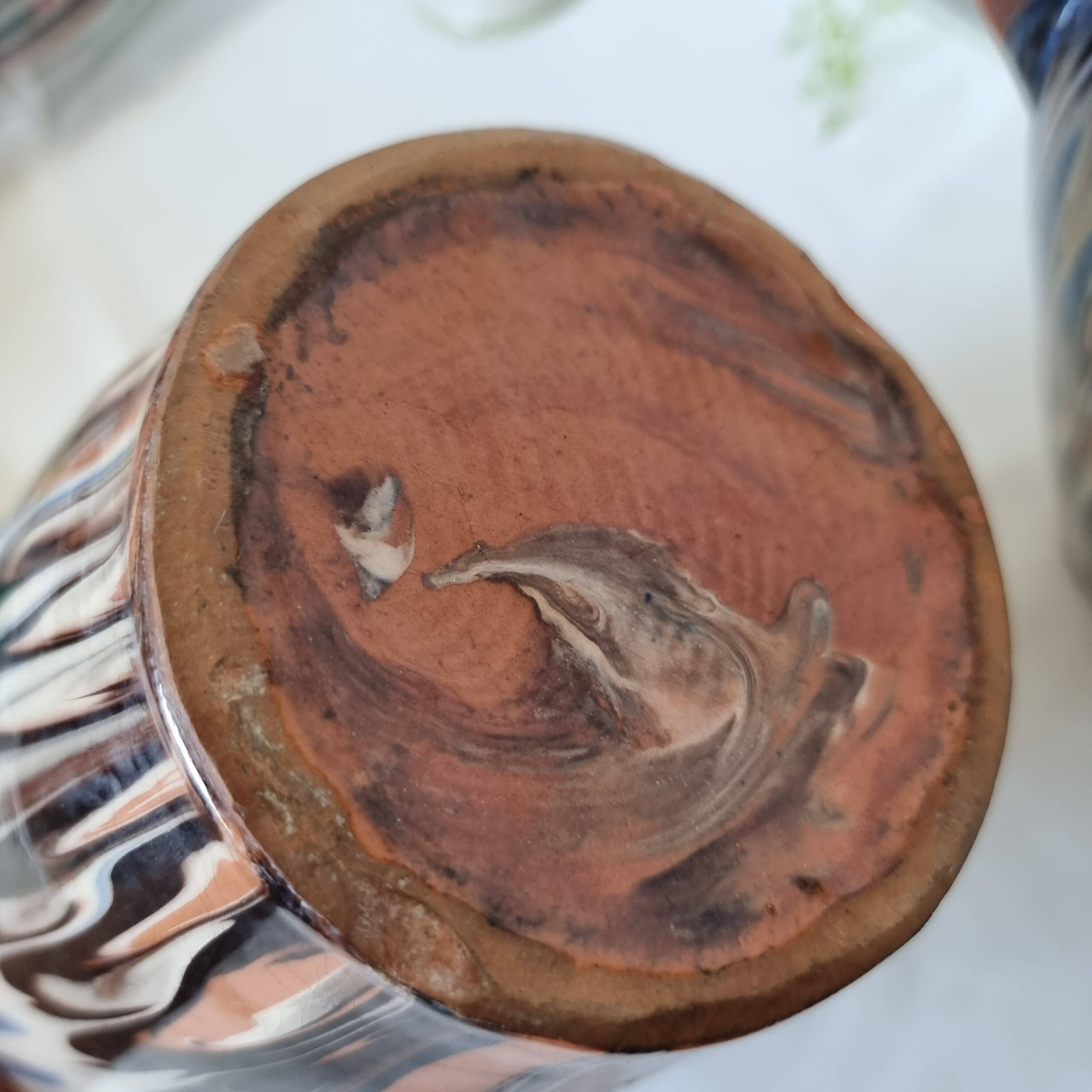 Pair of Art Deco vases in Savoy earthenware, 1940, multi-colored polychromy