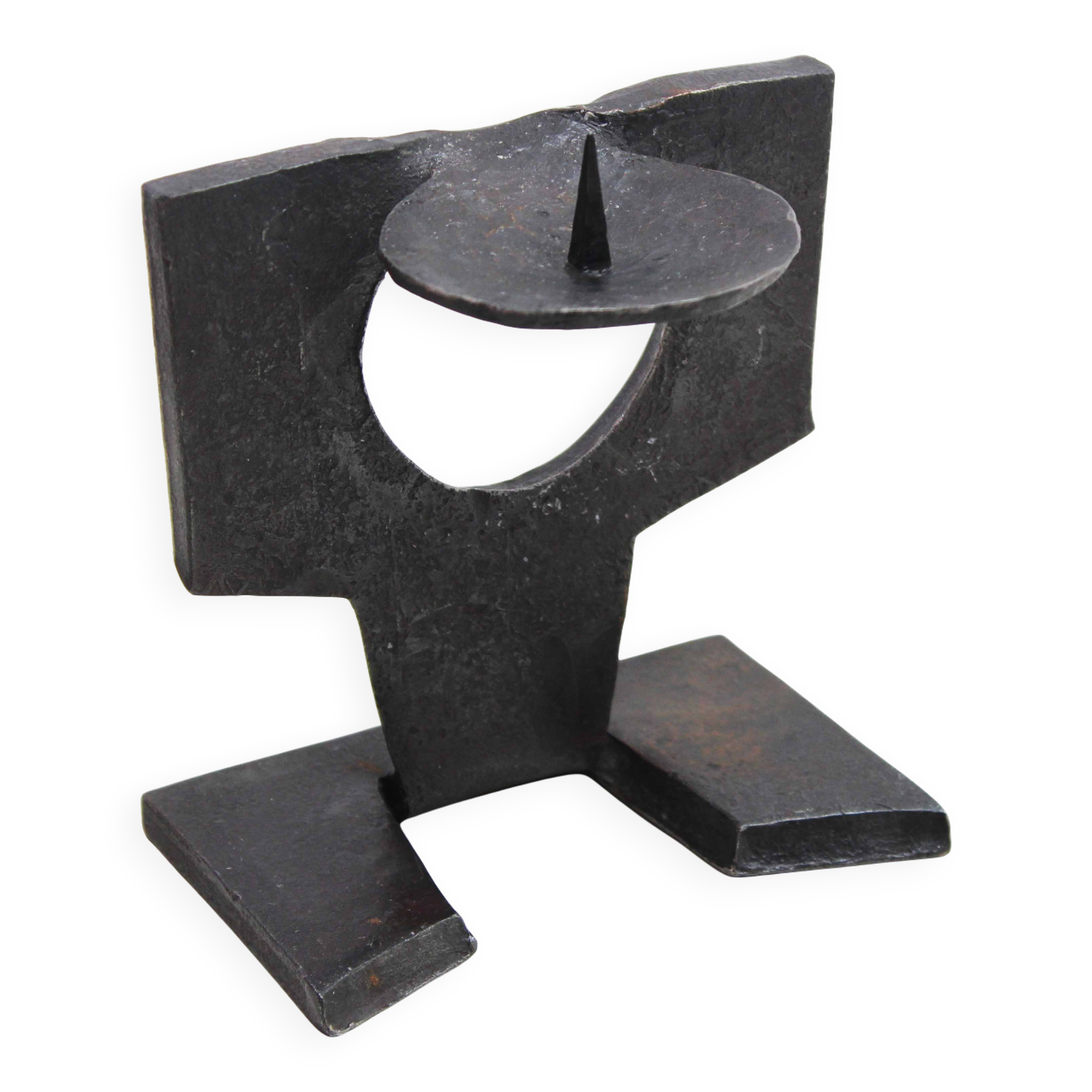 Brutalist cast iron candlestick