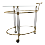 Italian Brass & Glass Bar Serving Cart Trolley, 1970s