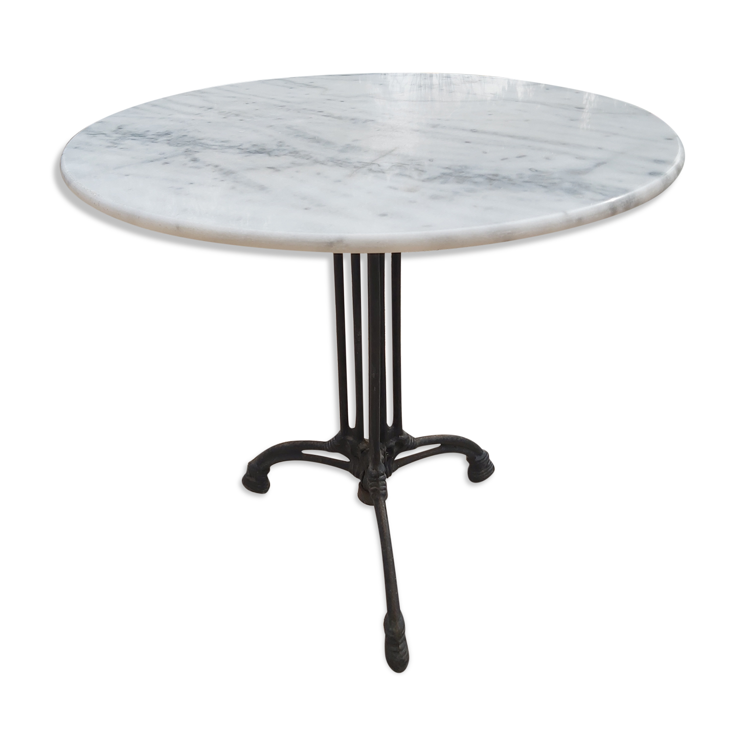 Table ronde de bistrot en fonte et marbre