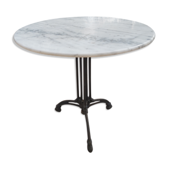 Table ronde de bistrot en fonte et marbre