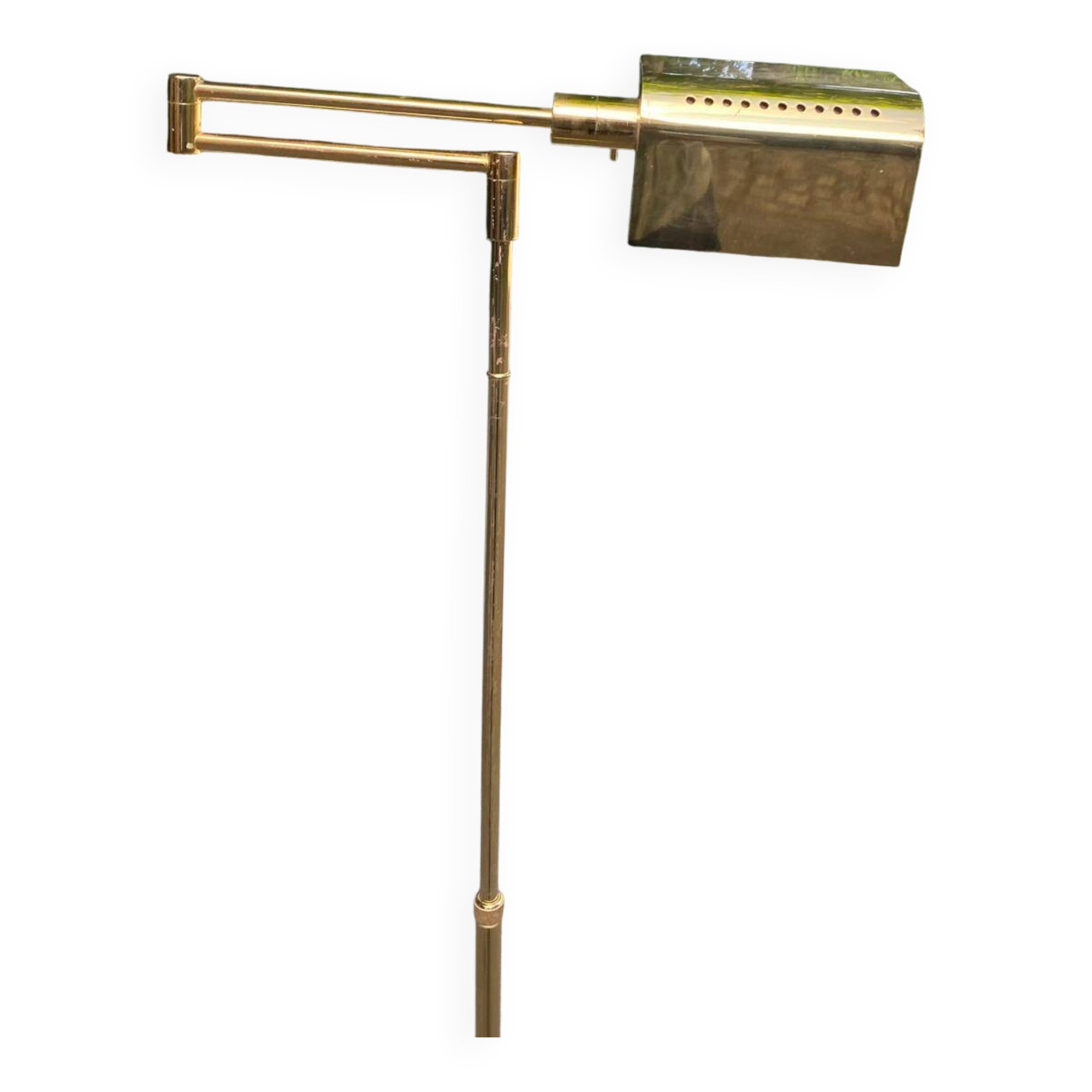 Italian floor lamp in gilded brass with swing arm