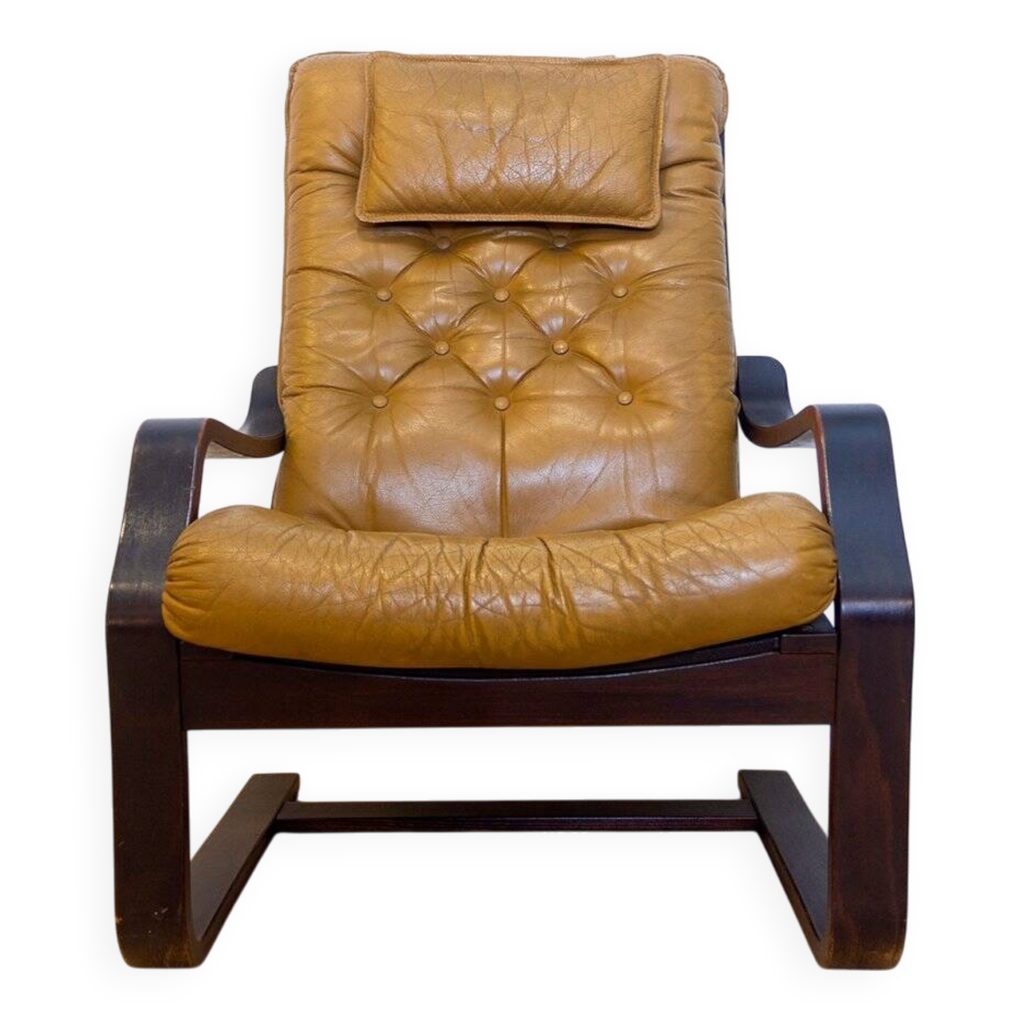 Danish Colored Leather Armchair, 1970s