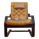 Danish Colored Leather Armchair, 1970s