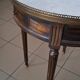 Table bouillotte, guéridon de style Louis XVI en marbre et laiton