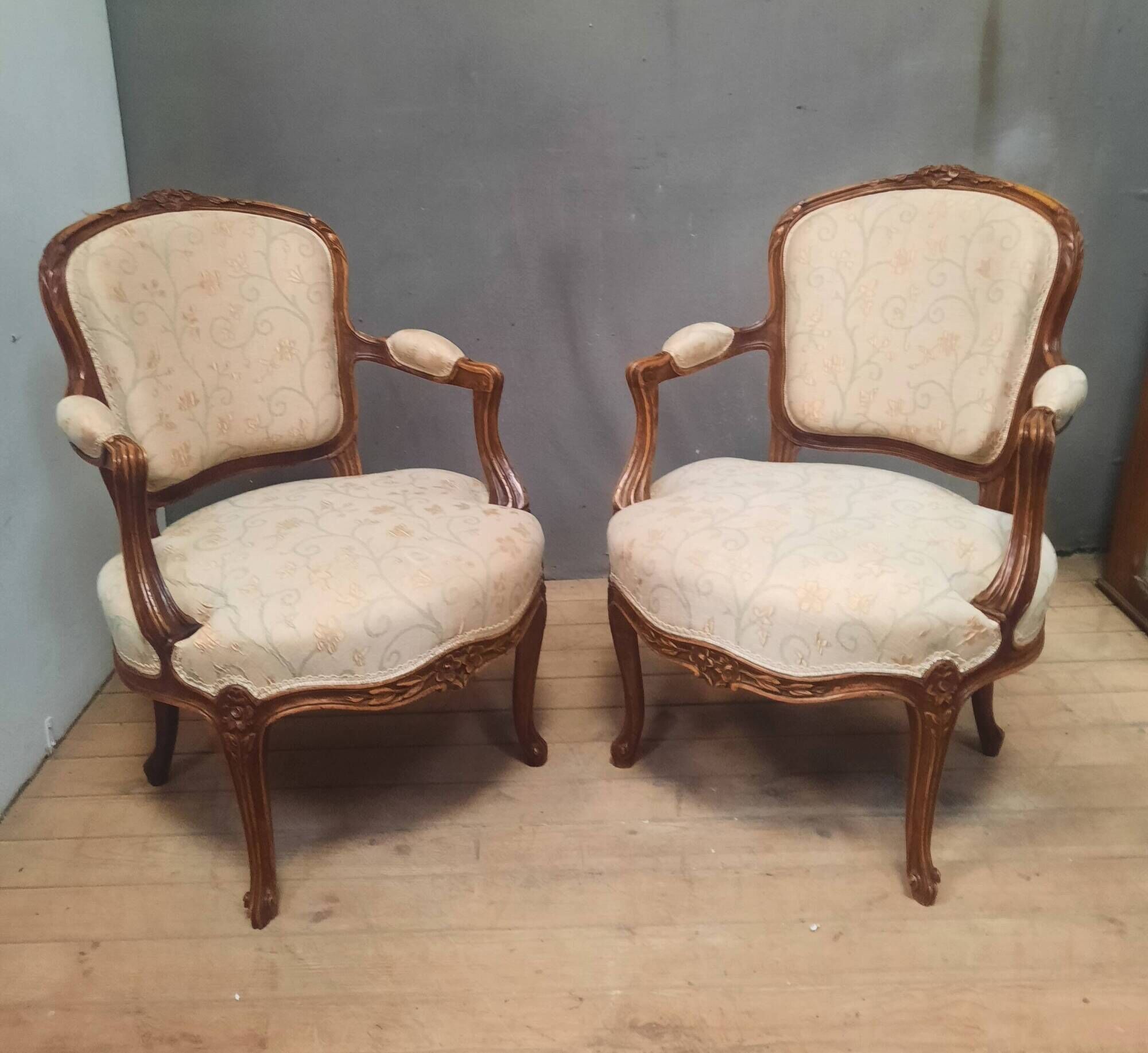Pair of Louis XVI style armchairs
