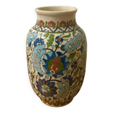 Mid-Century Iznik revival hand painted ceramic vase