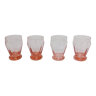 Set of 4 pink engraved glass liqueur glasses