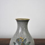 Craquele glaze porcelain Vase, gold and green on grey, Lyngby Porcelain, 1930s