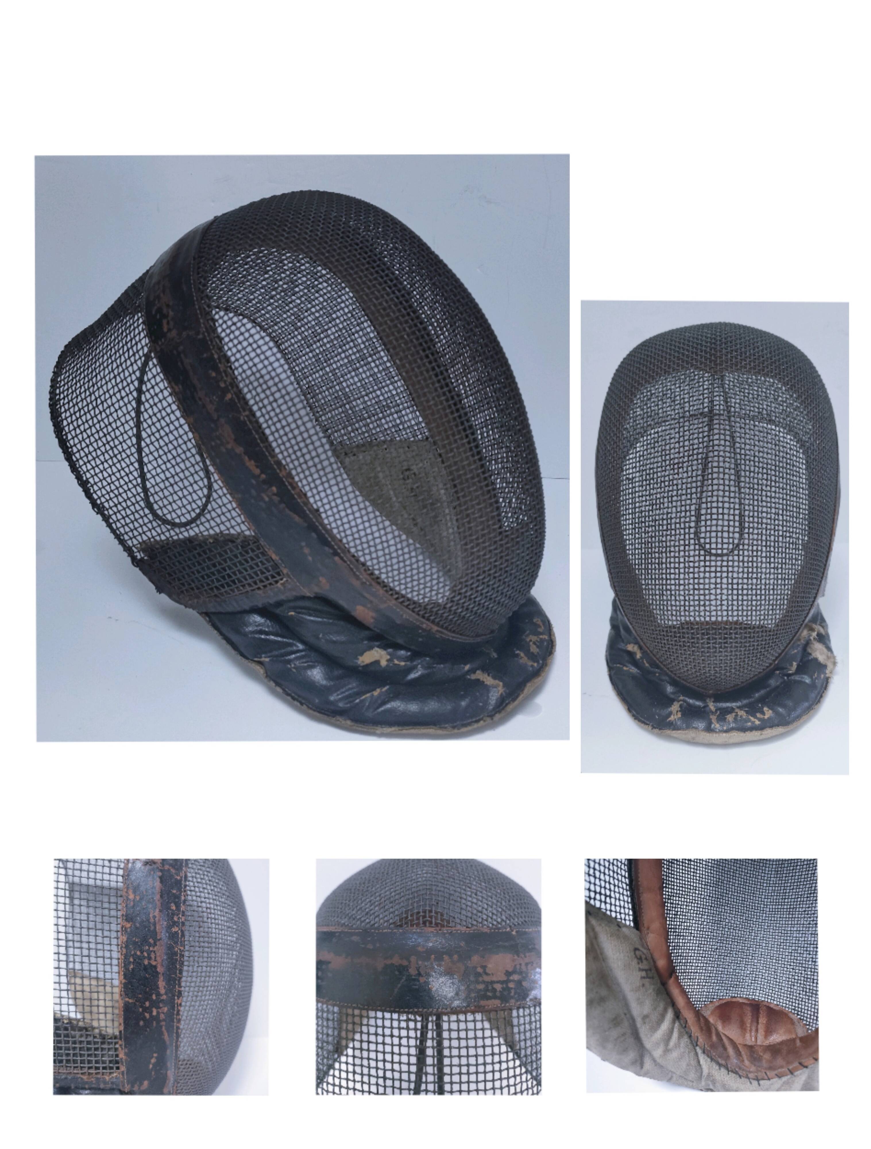 metal and leather fencing mask, early 20th century