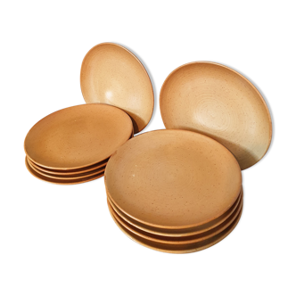 Suite of 10 dessert plates in sandstone