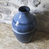 Enameled stoneware vase signed