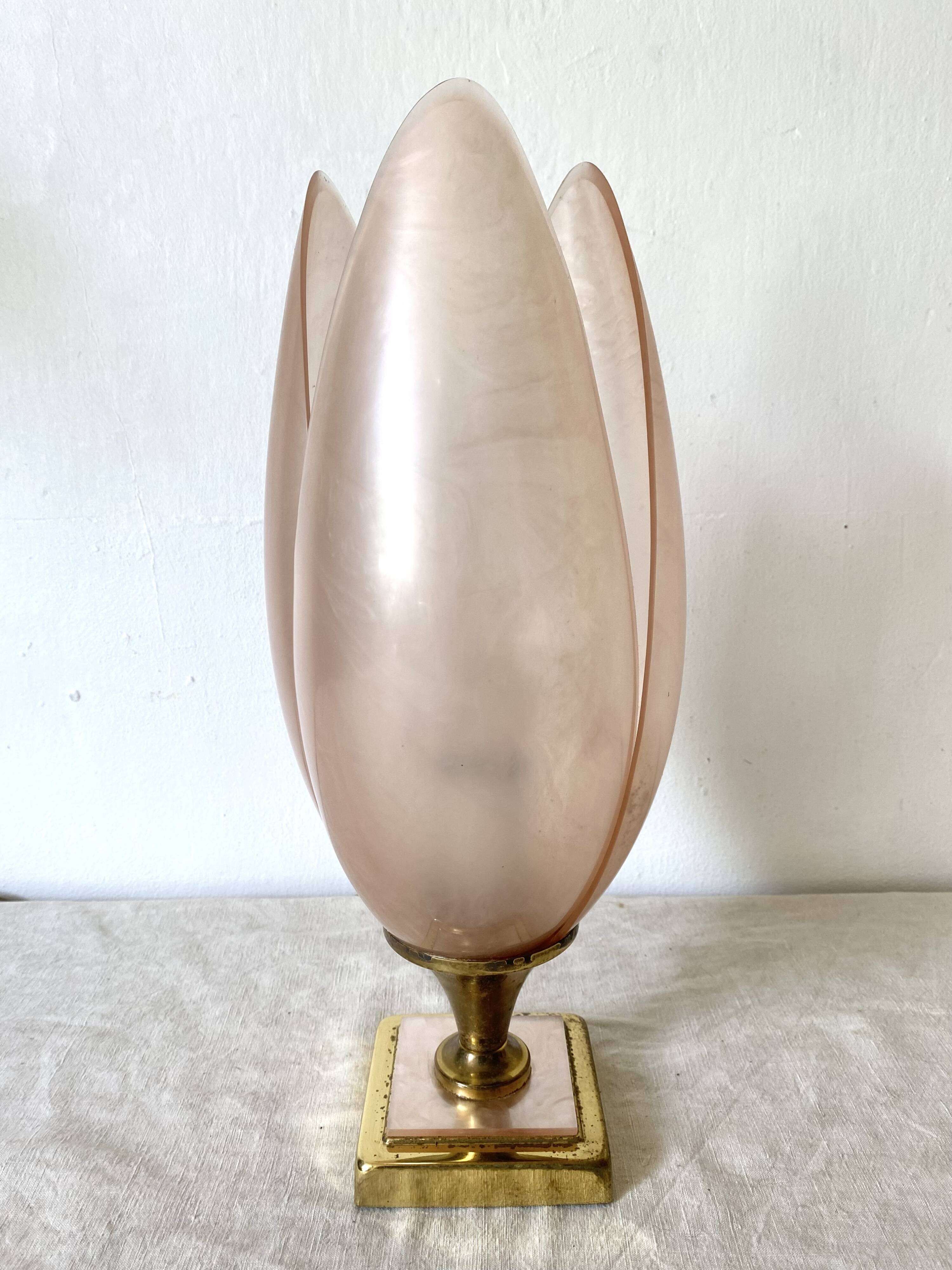 Pink tulip lamp by Laurent Rougier, 70s-80s