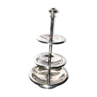 Vintage silver metal tray - pedestal table display for sweet cakes Hotel Buffet H29cm