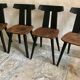 Set of 4 vintage brutalist chairs in beech 1960's