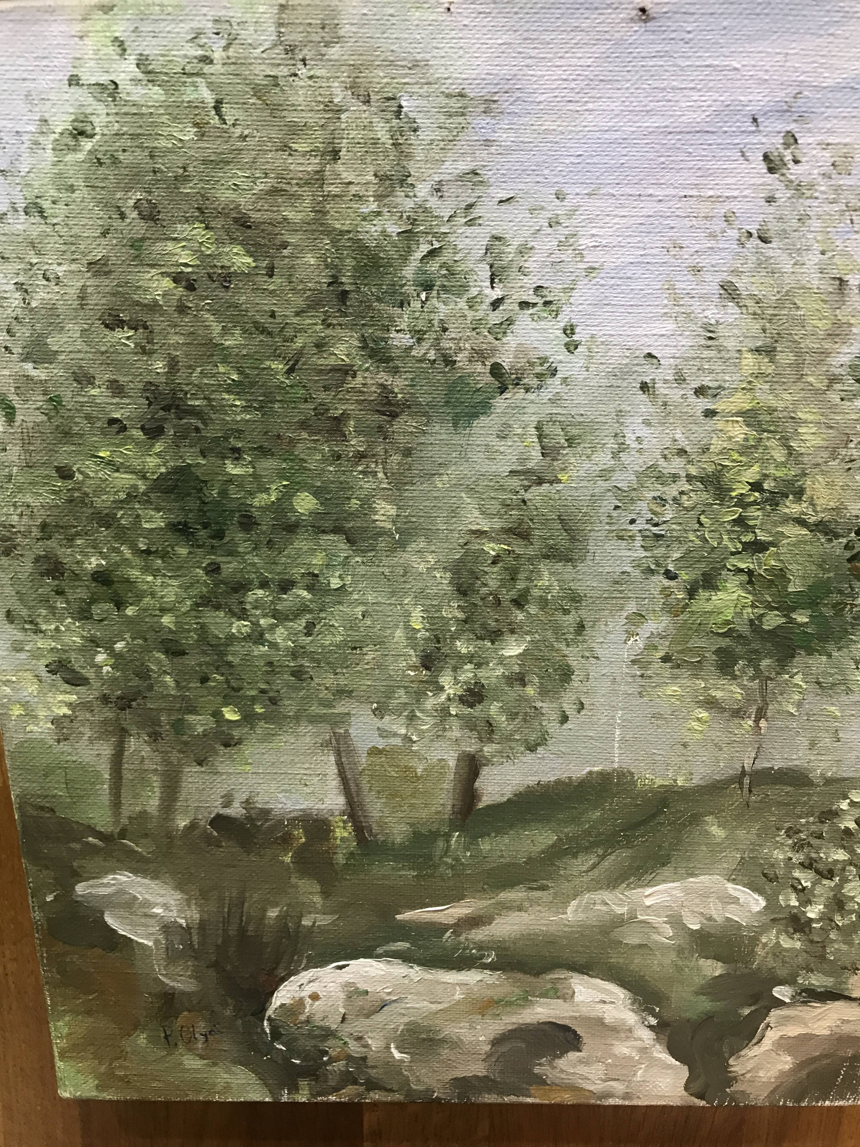 Small oil on canvas countryside landscape