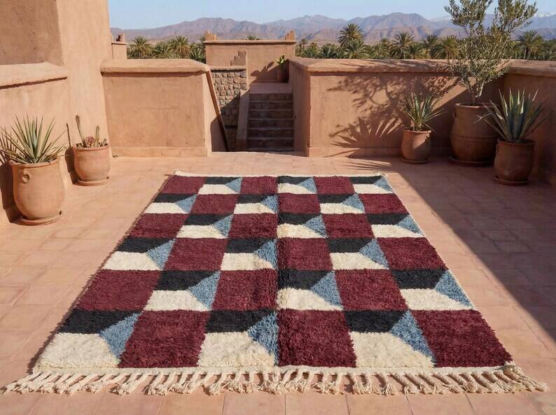Authentic handmade Berber rug from the Atlas, size 3/4 m.