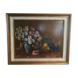 Huile sur panneau nature morte