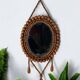 Oval mirror wooden beads, vintage 60/70s to hang 60x22 cm C226