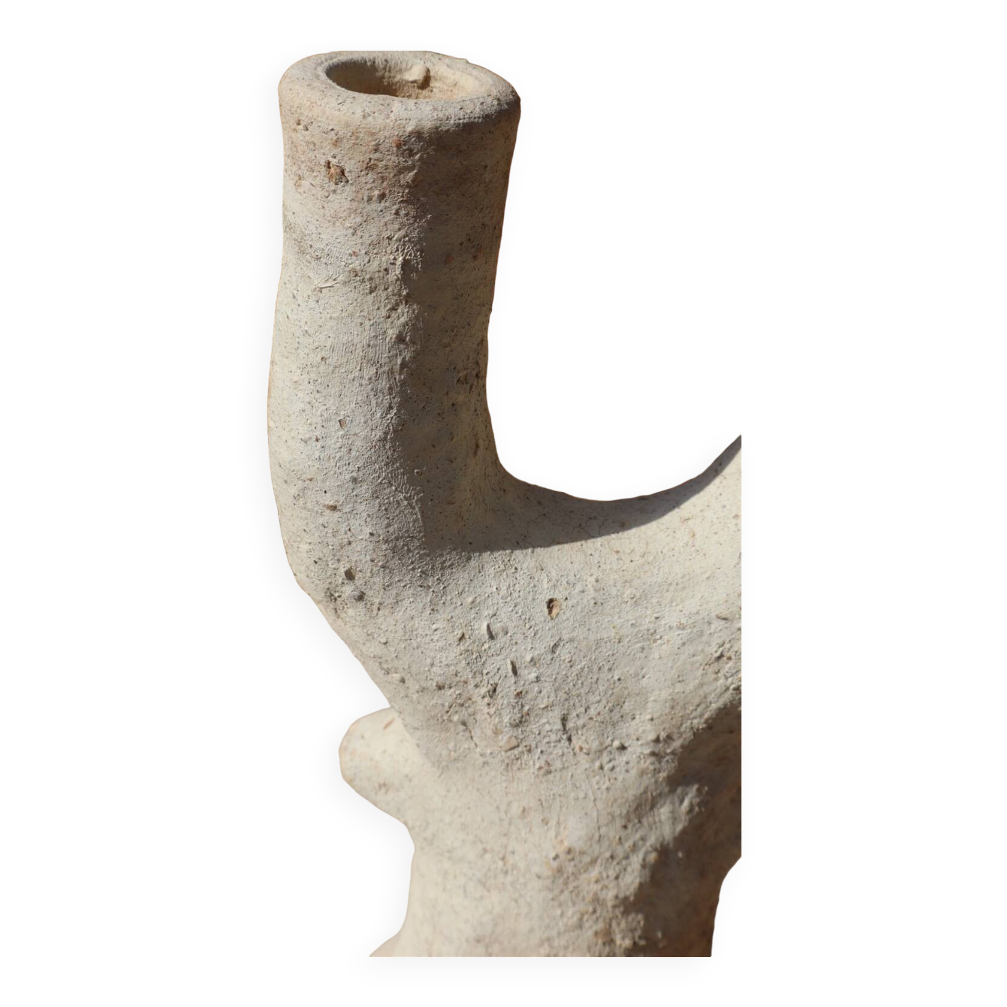 Ceramic candle holder serrated plate mustard yellow