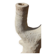 Ceramic candle holder serrated plate mustard yellow