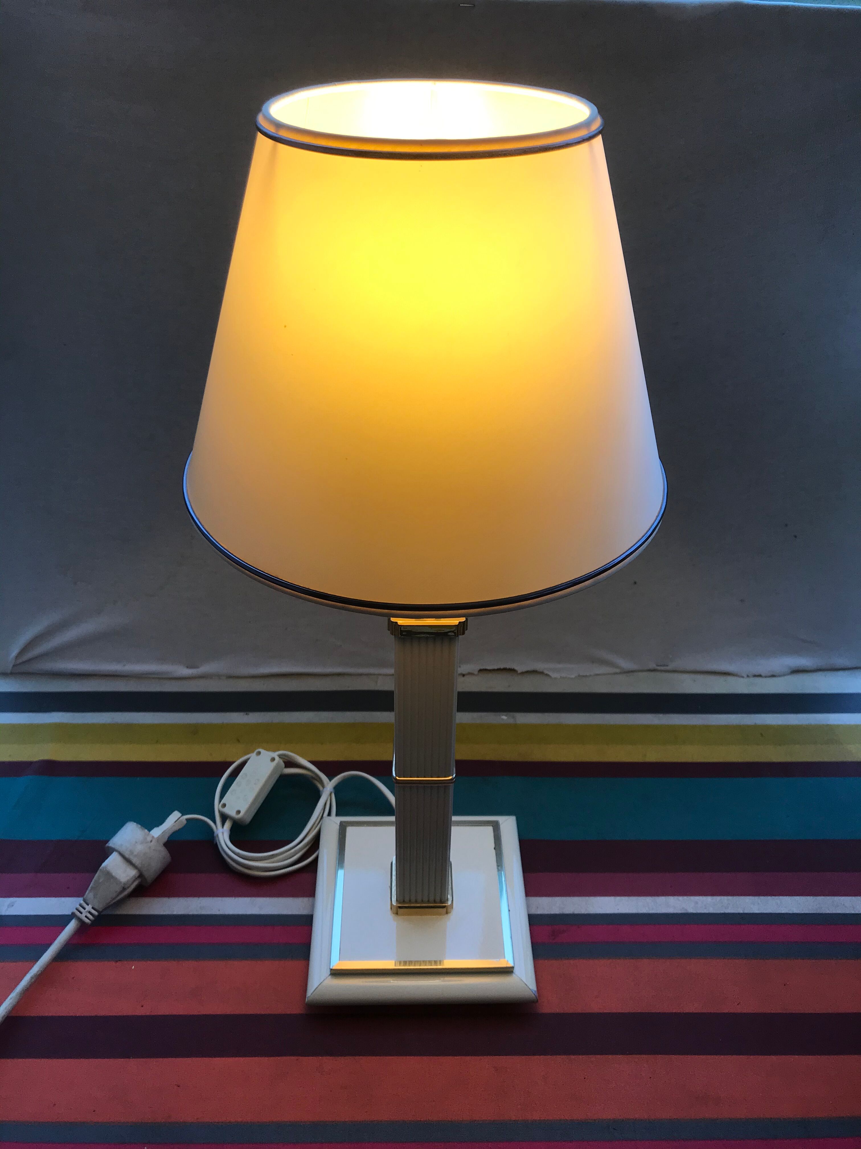 Table lamp by Robert de Schuytener ref2111 column - abat-day vintage cream