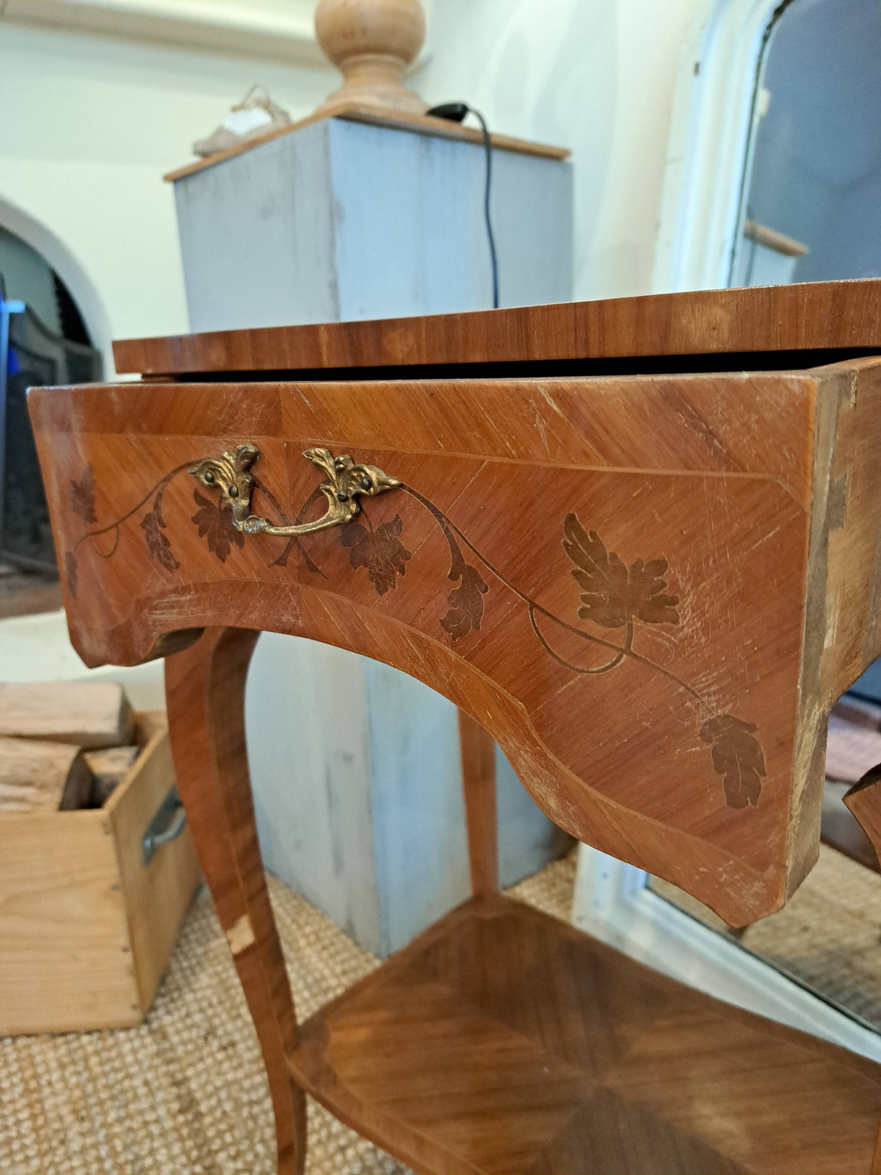 Pair of marquetry tables