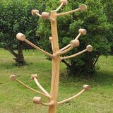 Brutalist coat rack on boxwood stand