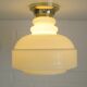 Vintage Ceiling Light Beige Glass Semi Flush Mount Lighting Redesign 1970's