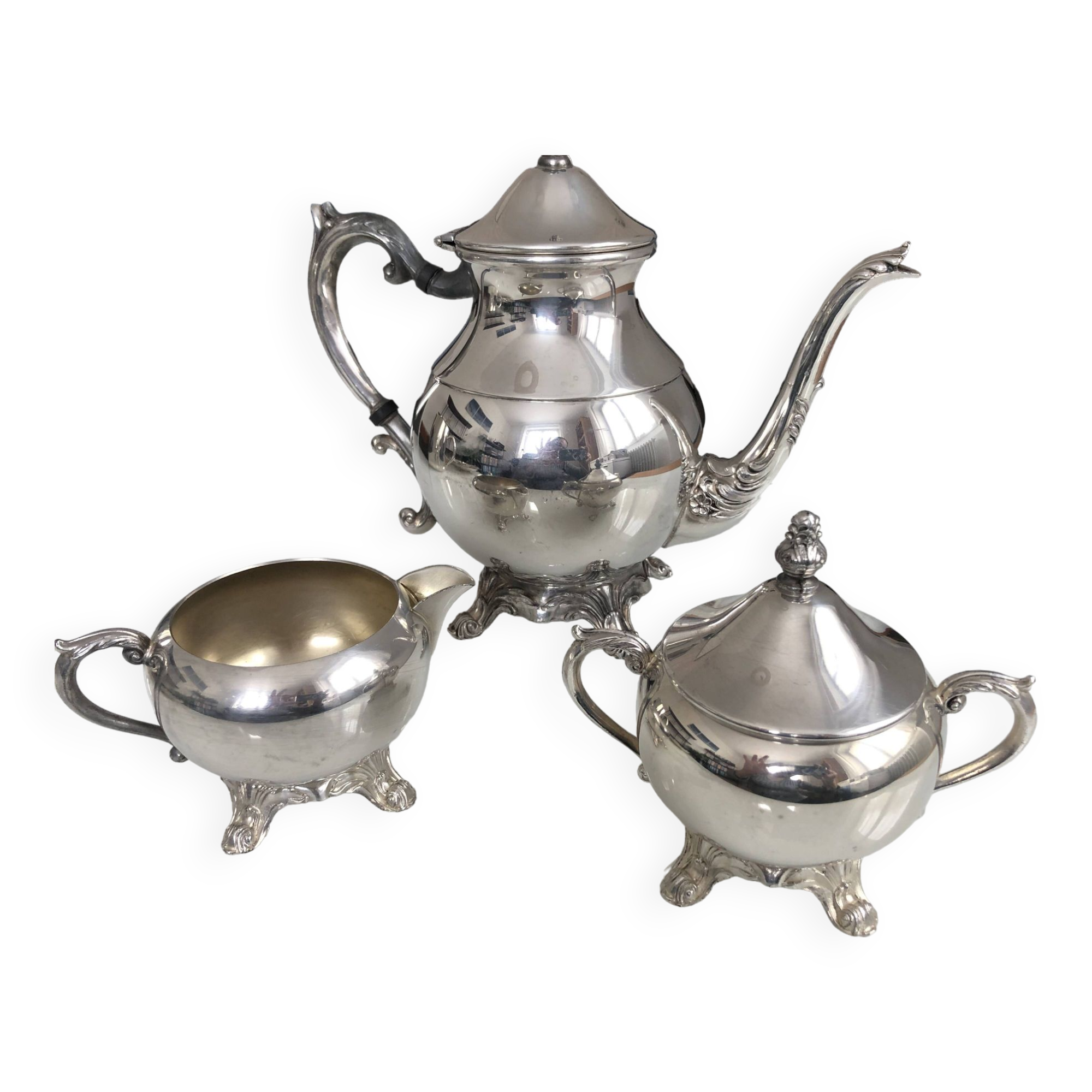 Antique silverware tea or coffee service signed fbrodgers and numbered