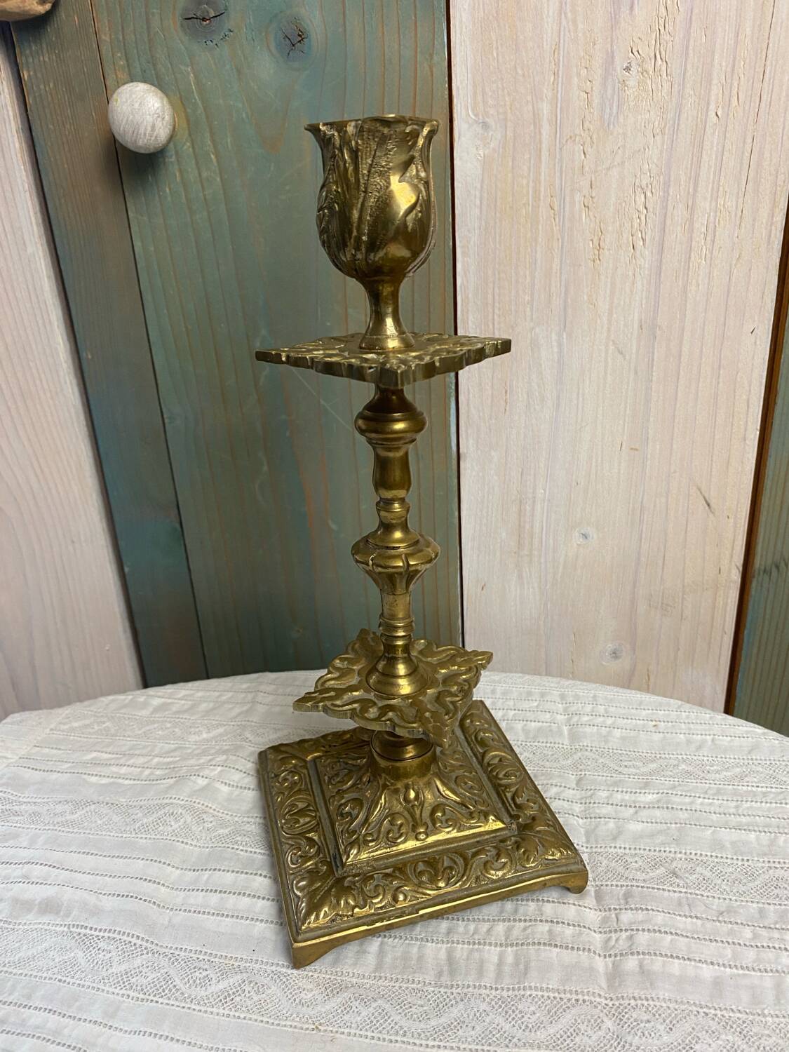 Large old gilded bronze candlestick