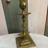 Grand bougeoir en bronze doré ancien