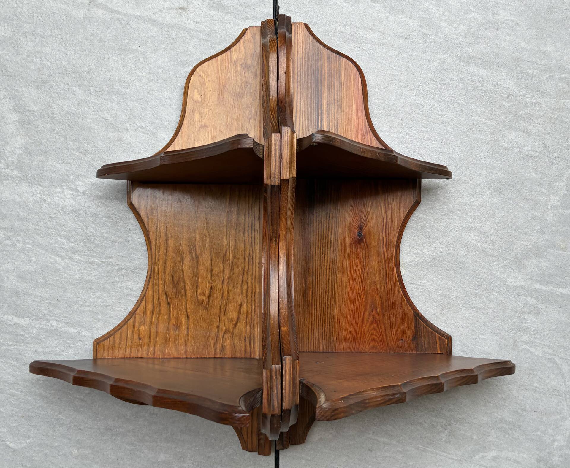Pair of vintage corner shelves