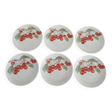set of 6 dessert plates with cherry decoration - manuf l'hirondelle