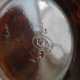 old amber glass bottle VB wicker vintage deco glass bottle wicker