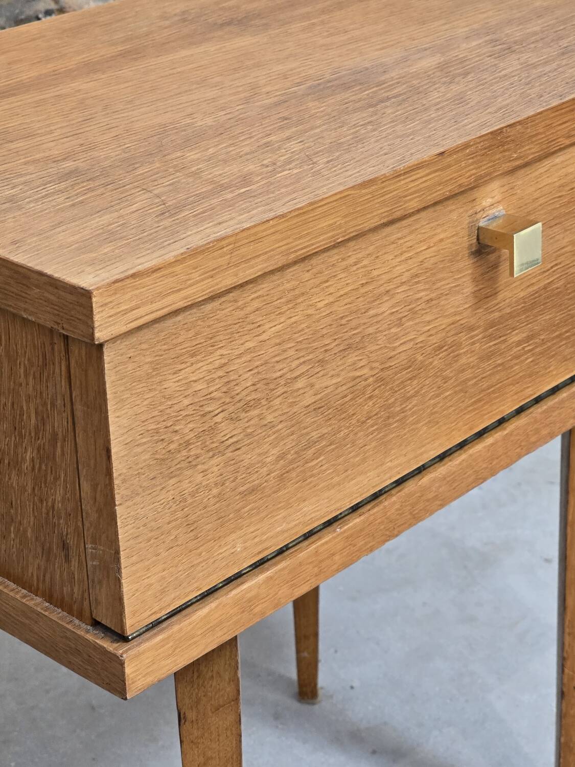 Scandinavian bedside table with hinged drawer