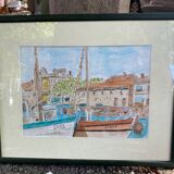 Watercolor painting of a port